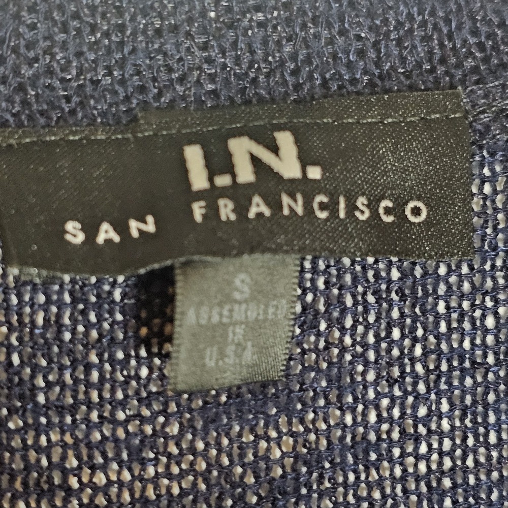 I.N. San Francisco Sweater Womens Small Navy Blue Crochet Hem Lightweight Top S - Picture 5 of 11